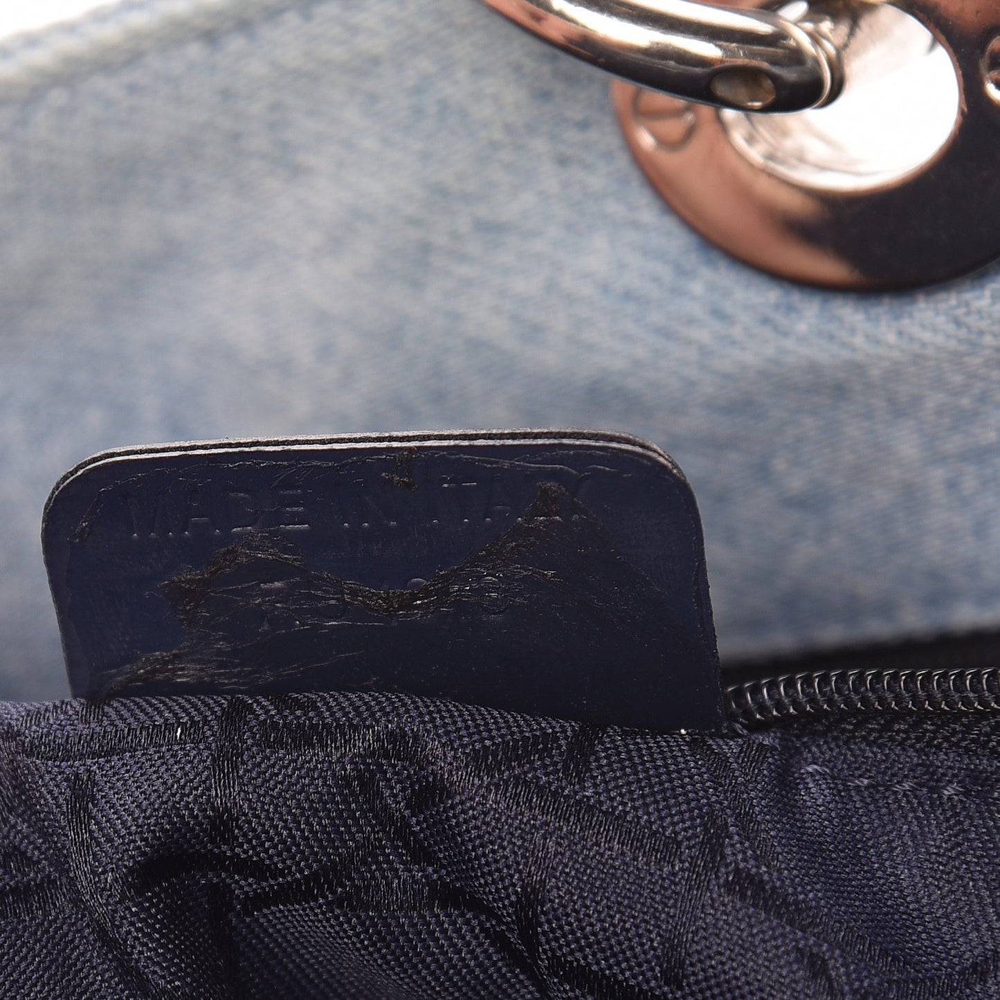 Denim Cannage Large Lady Dior Tote Blue