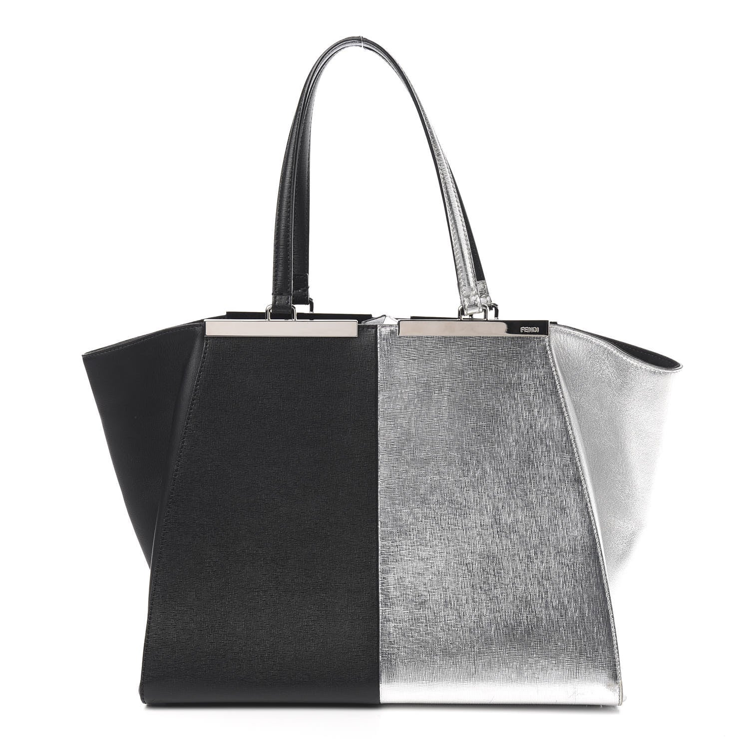 Fendi Vitello Elite Bi Color 3Jours Tote Argento Black 1 of 12