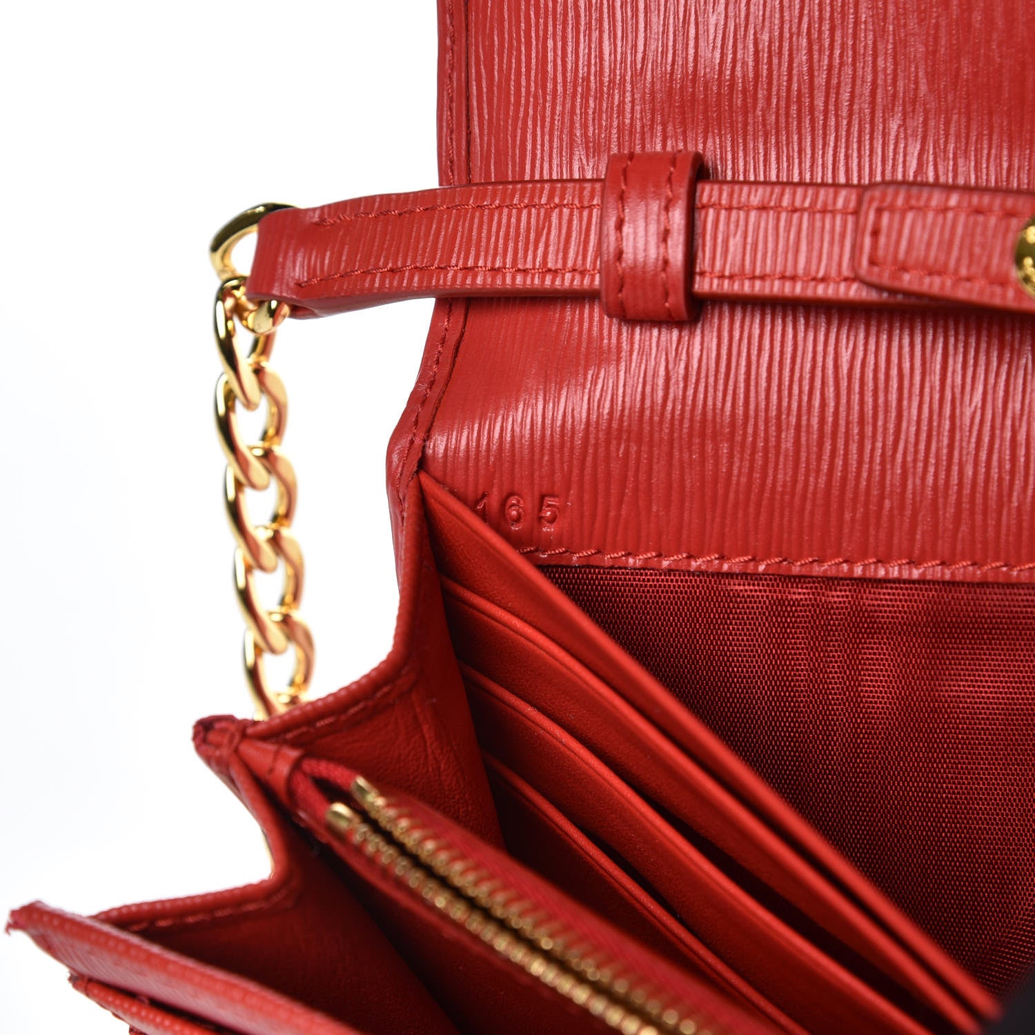 Prada Vitello Move Metal Oro Chain Wallet Lacca 7 of 7