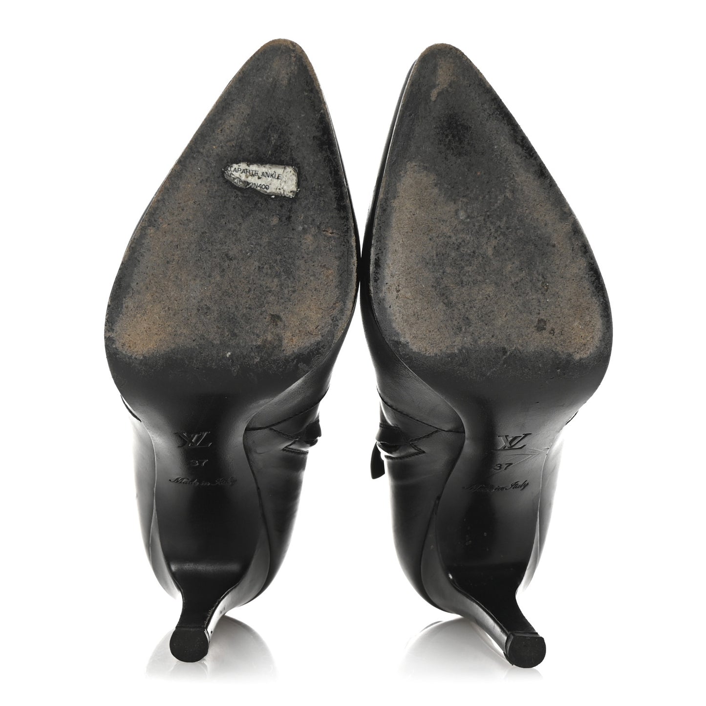 Calfskin Belted Lock Ankle Boots 37 Black