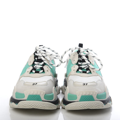 Balenciaga Fabric Mesh Womens Triple S Sneakers 37 White Green Grye 2 of 8