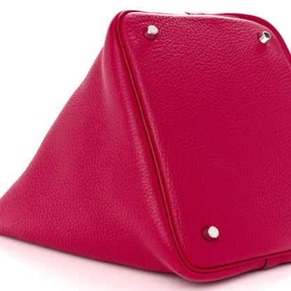 Hermes Taurillon Clemence Swift Eclat Picotin Lock 22 MM Framboise Rouge Sellier 9 of 10