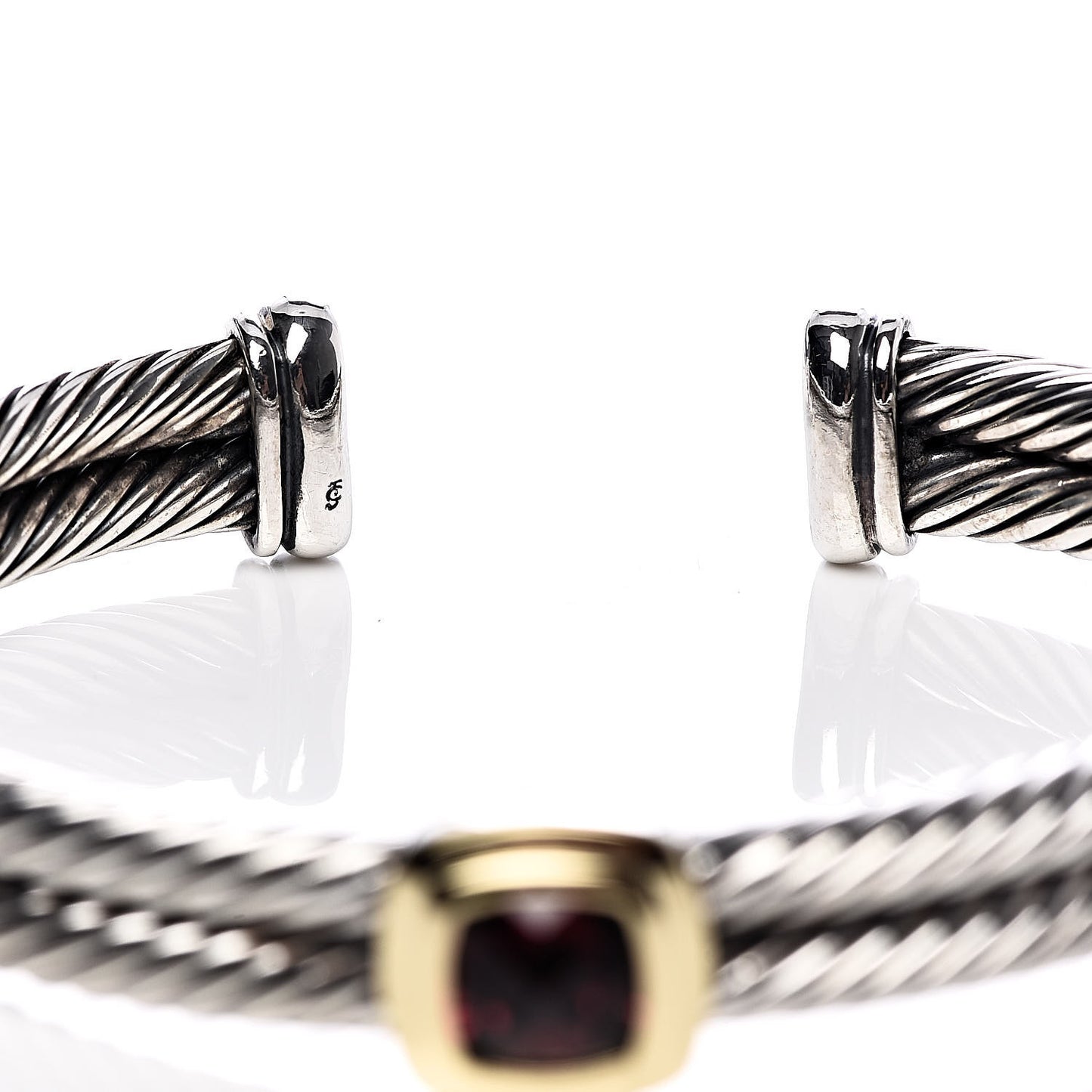 Sterling Silver 18K Yellow Gold Garnet Albion Cable Bracelet