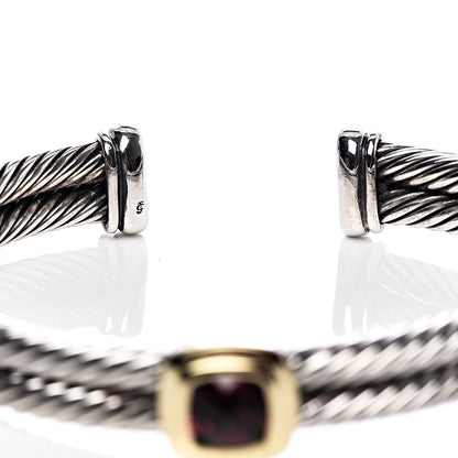 David Yurman Sterling Silver 18K Yellow Gold Garnet Albion Cable Bracelet 4 of 6