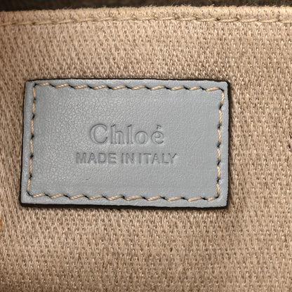 Chloe Linen Calfskin Medium Woody Ribbon Tote White Light Blue 6 of 15