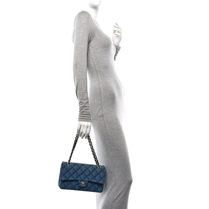Chanel Printed Denim Quilted Medium Double Flap Dark Blue 2 of 10