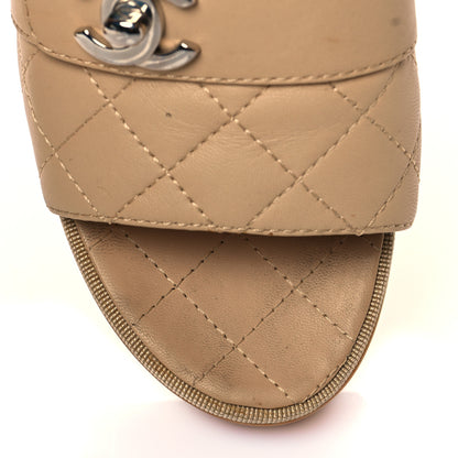 Chanel Lambskin Quilted Turn Lock CC Platform Mule 40 Beige 10 of 12
