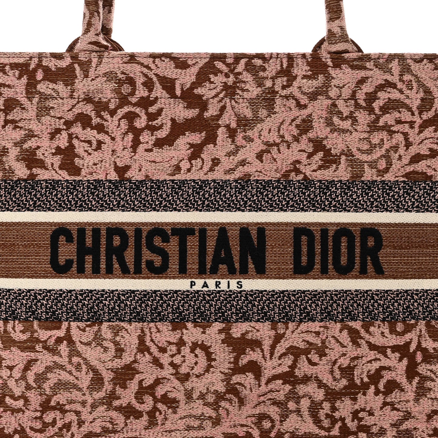 Canvas Embroidered Medium Brocart Book Tote Metallic Pink