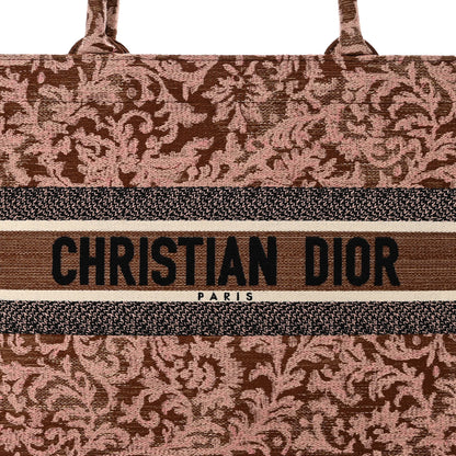 Christian Dior Canvas Embroidered Medium Brocart Book Tote Metallic Pink 8 of 10