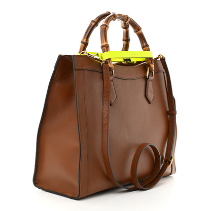 Gucci Wonka Grain Calfskin Medium Diana Tote Bag Cuir Yellow Fluo 3 of 13