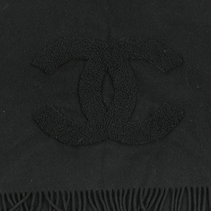 Chanel Cashmere Fringe Stole Scarf Black 4 of 5