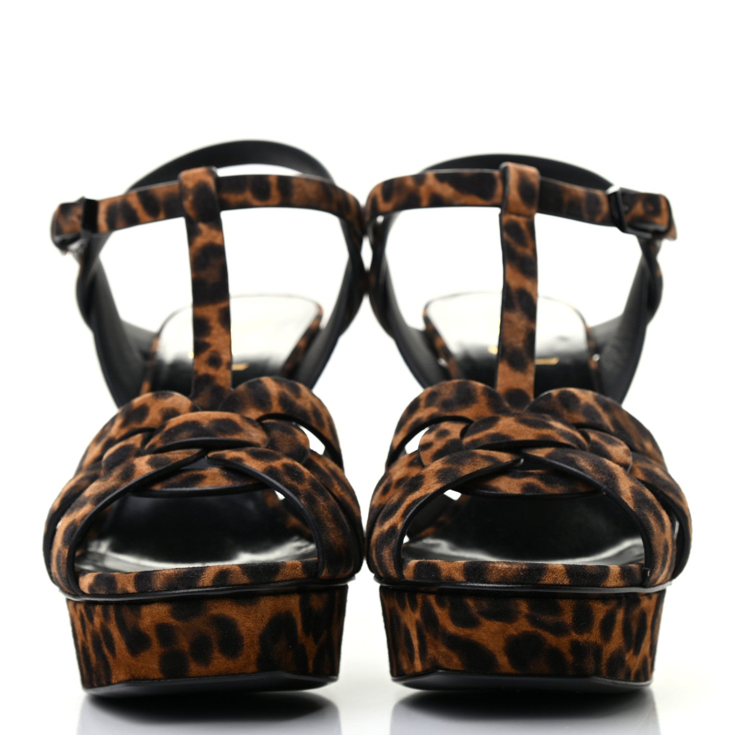 Saint Laurent Suede Leopard Print Tribute 75 Platform Sandals 40 Brown 2 of 8