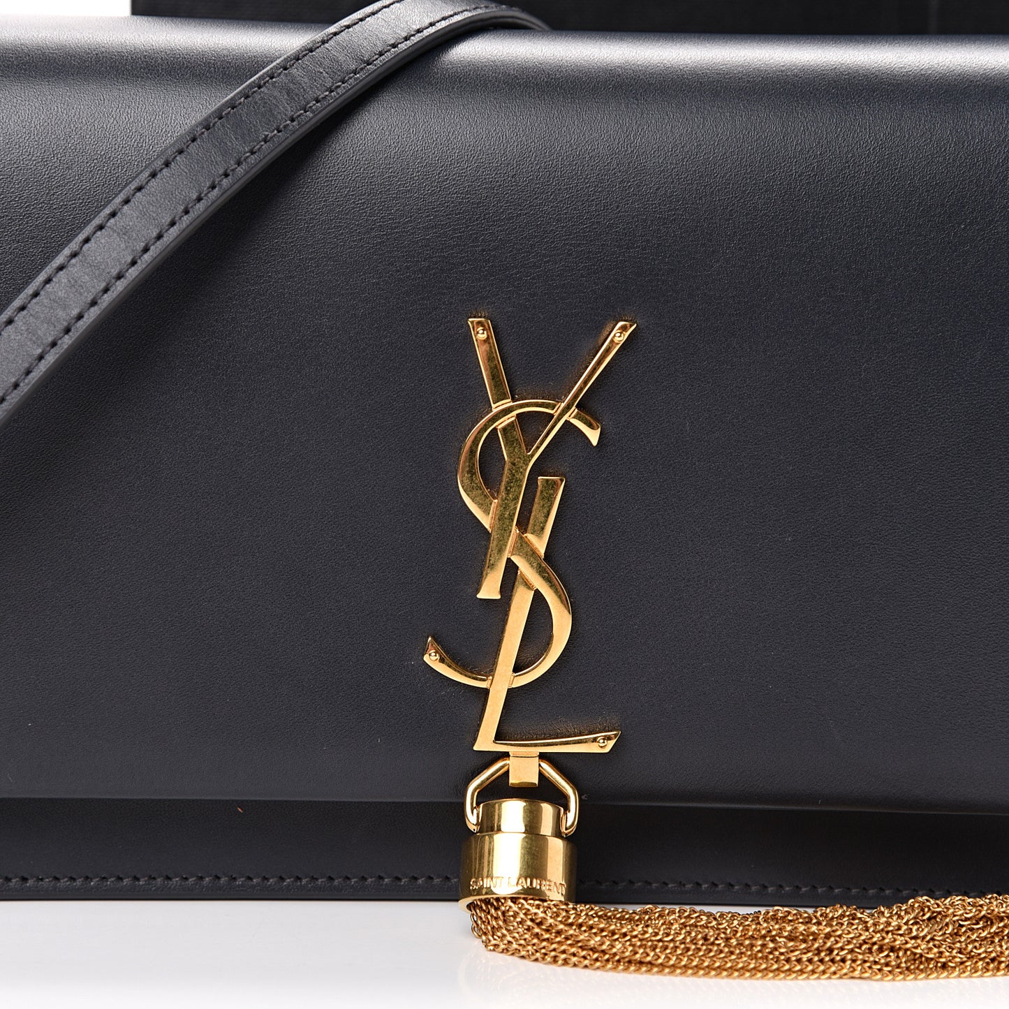Smooth Calfskin Classic Monogram Kate Tassel Chain Wallet Black