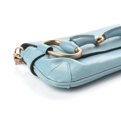 Gucci Textured Calfskin Horsebit Chain Clutch Turquoise 6 of 10