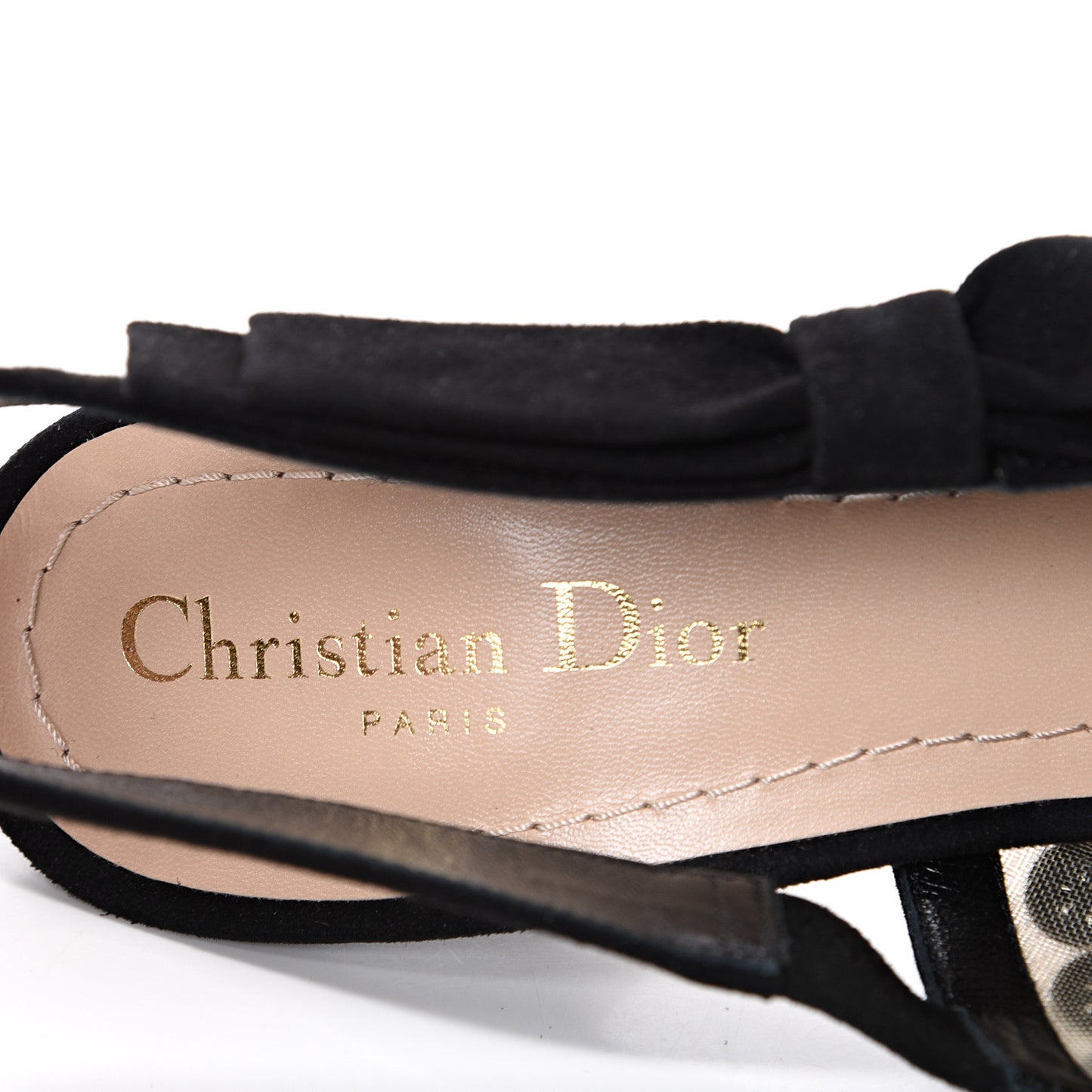 Suede Mesh Crystal Sling-Back Pumps 38 Black