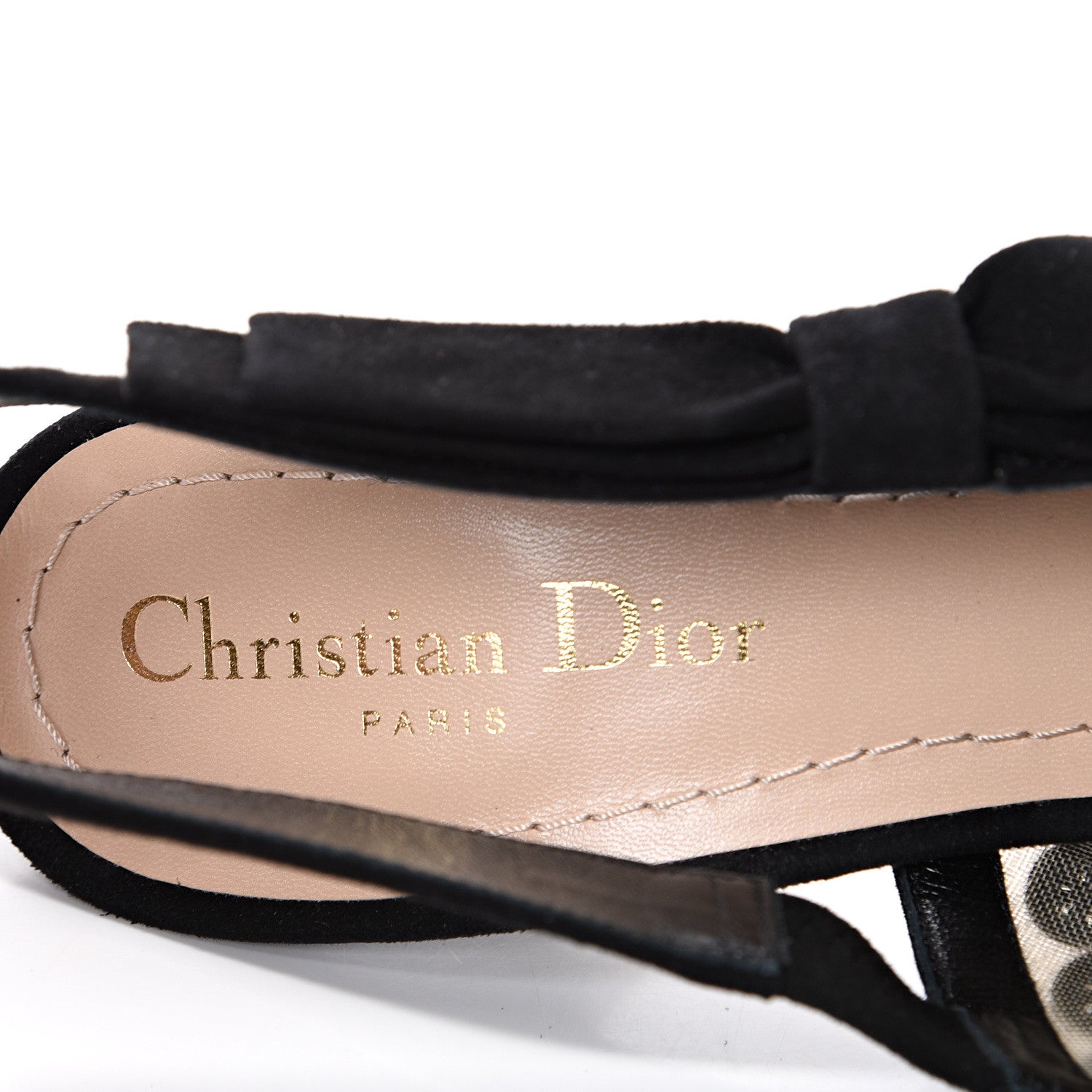 Christian Dior Suede Mesh Crystal Sling-Back Pumps 38 Black 6 of 11