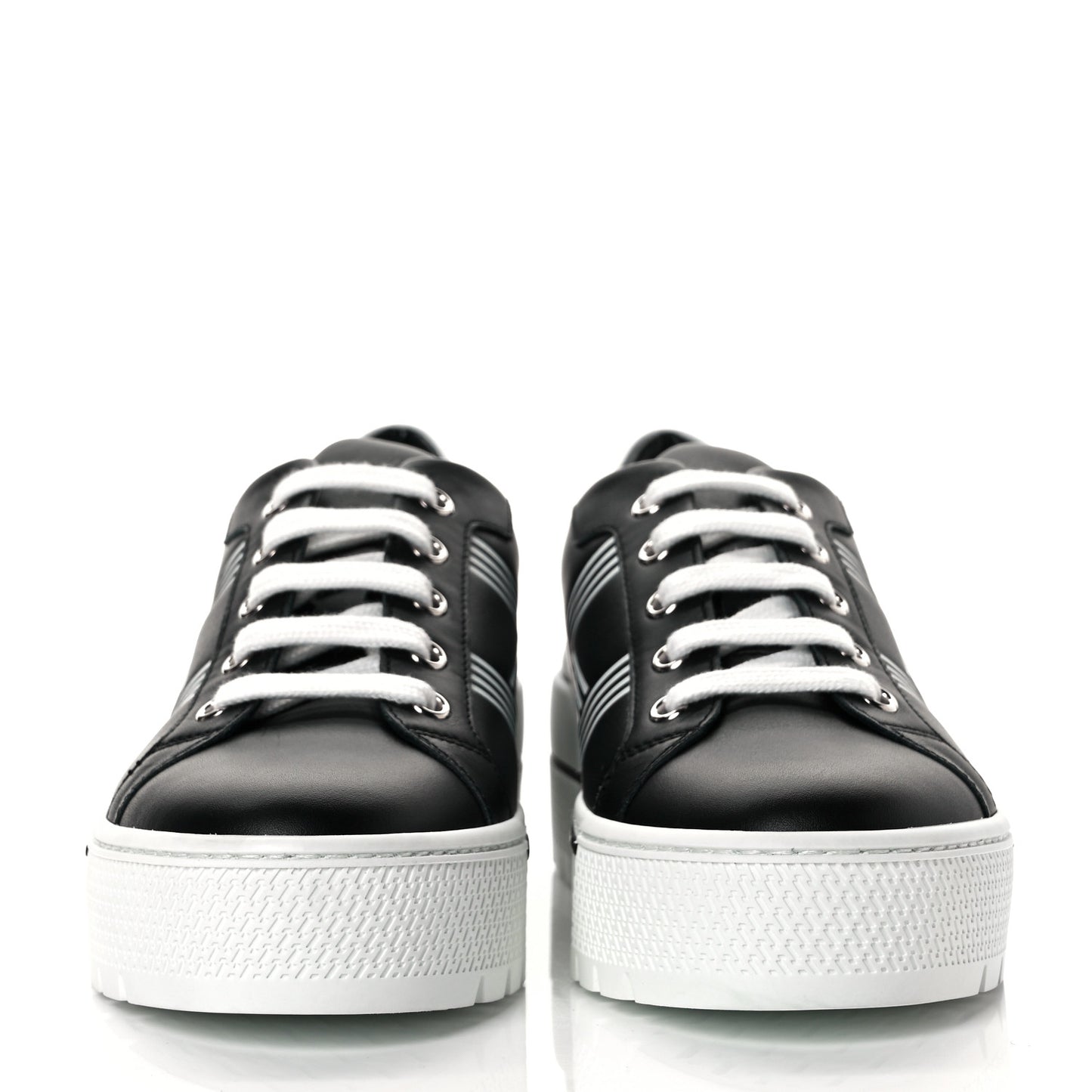 Calfskin Womens Dare Sneakers 36.5 Black White