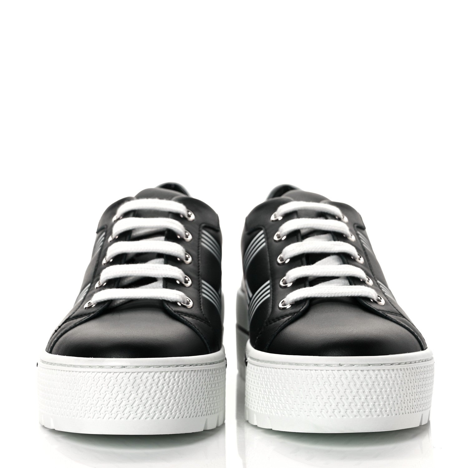 Hermes Calfskin Womens Dare Sneakers 36.5 Black White 3 of 18