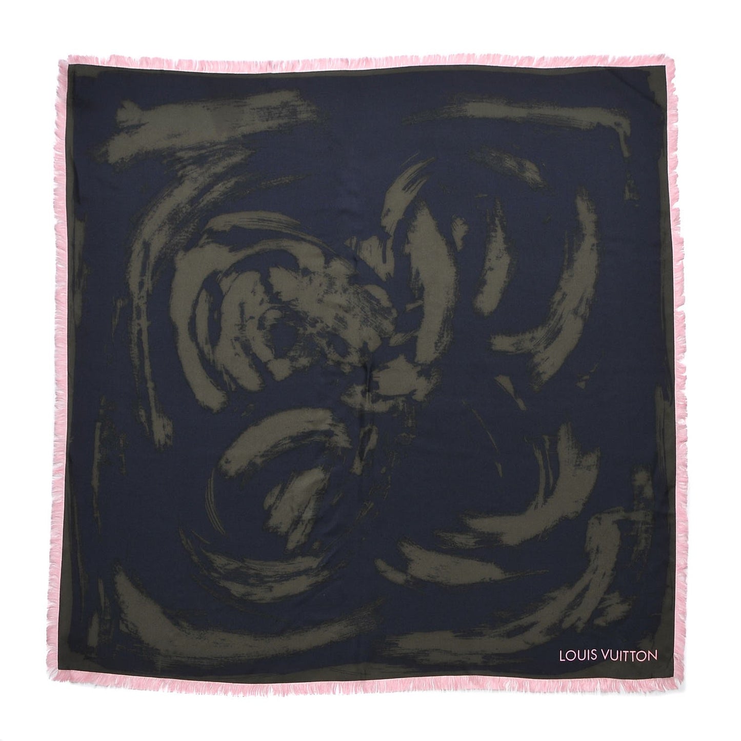 Silk Arty Flower Scarf Green Pink