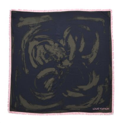 Louis Vuitton Silk Arty Flower Scarf Green Pink 1 of 6