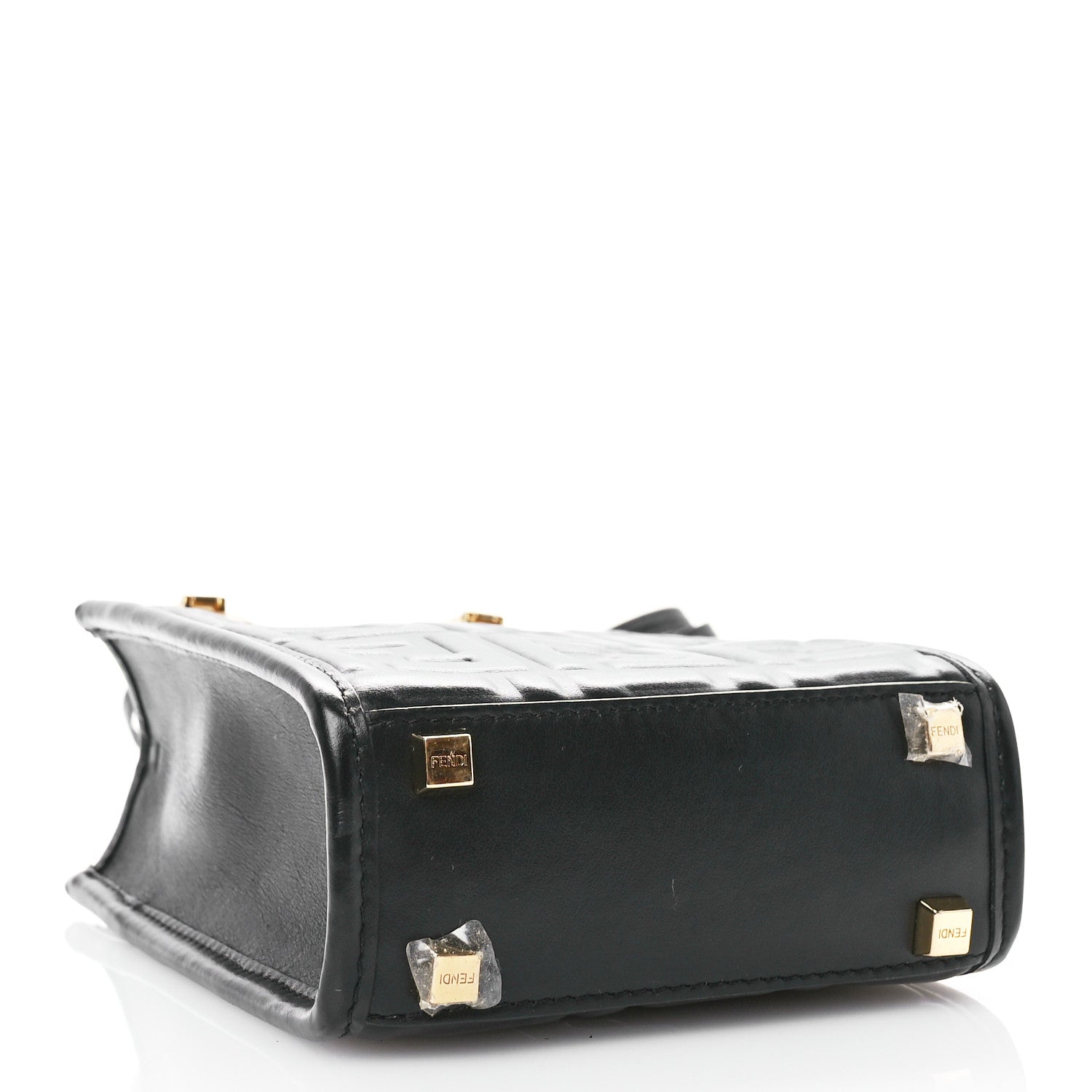 Fendi Vitello Plexiglass FF Embossed Mini Fendi Sunshine Shopper Tote Black 4 of 10