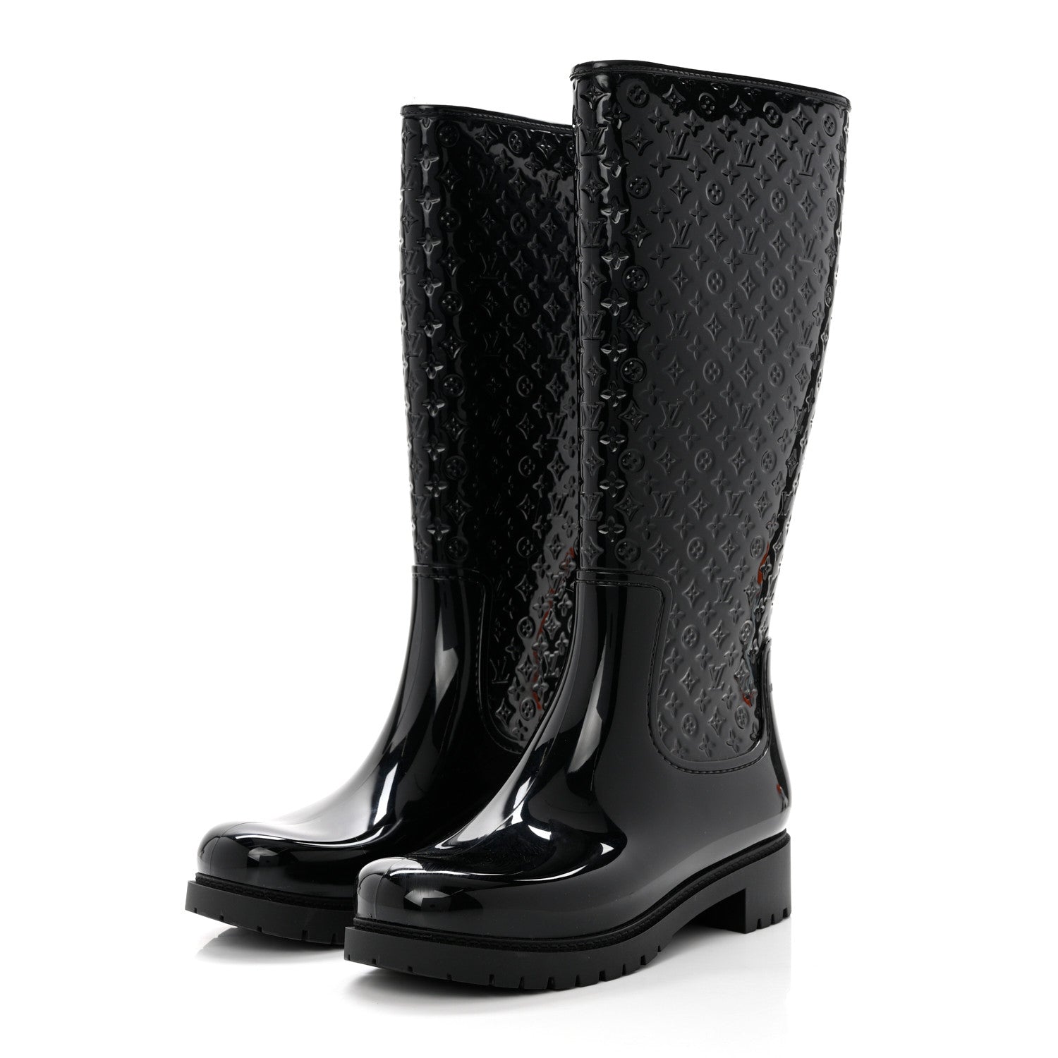 Louis Vuitton Rubber Embossed Monogram Splash Rain Boots 41 Black 3 of 7