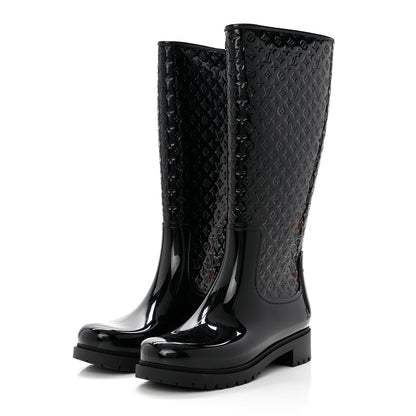 Louis Vuitton Rubber Embossed Monogram Splash Rain Boots 41 Black 3 of 7