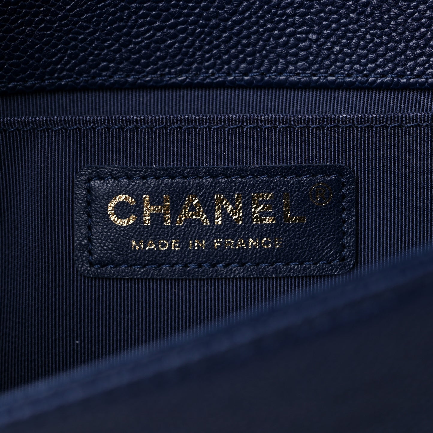 Caviar Chevron Quilted Medium Boy Flap Navy