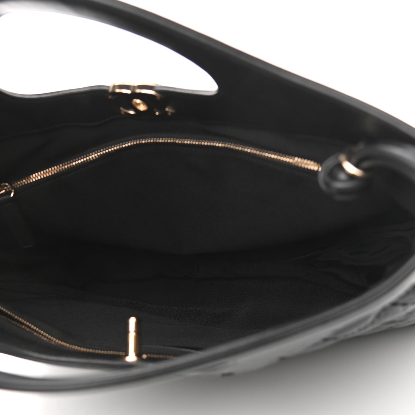 Crumpled Calfskin Quilted 31 Large Shopping Bag Black