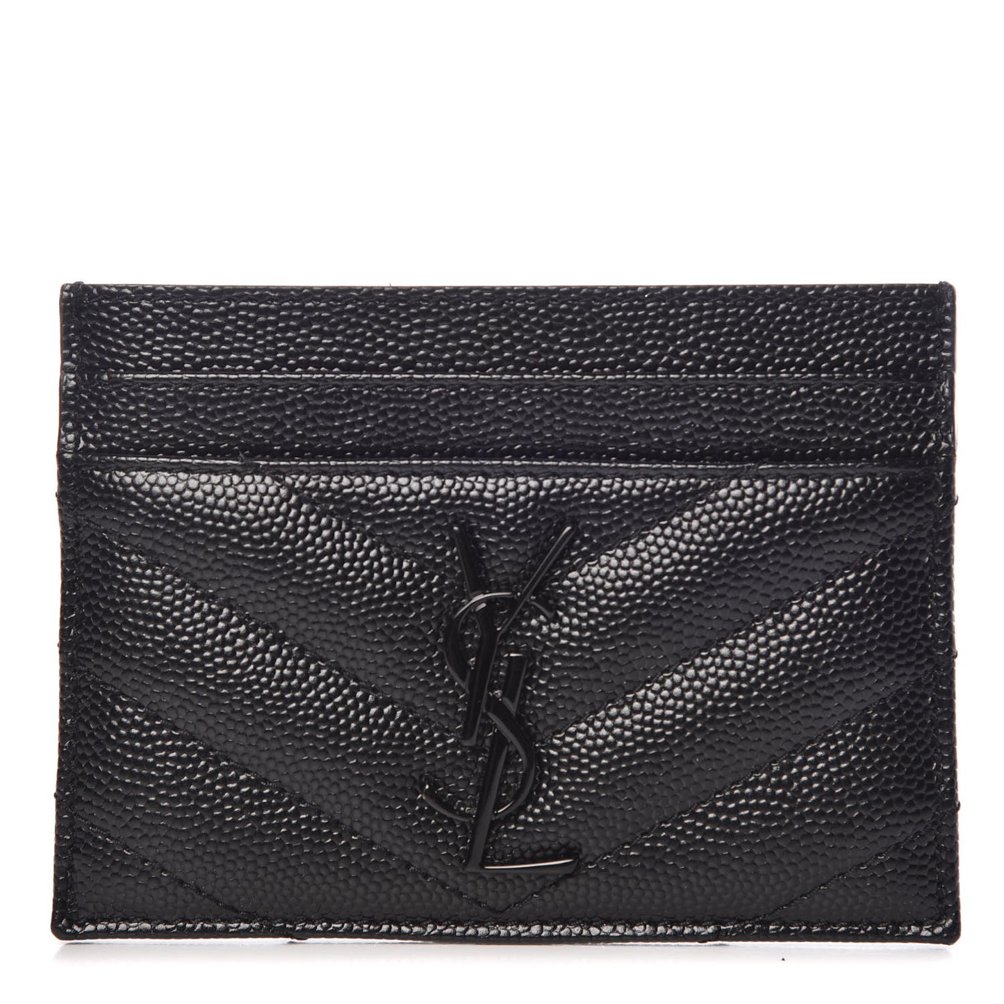 Grain De Poudre Matelasse Chevron Monogram Credit Card Case Black