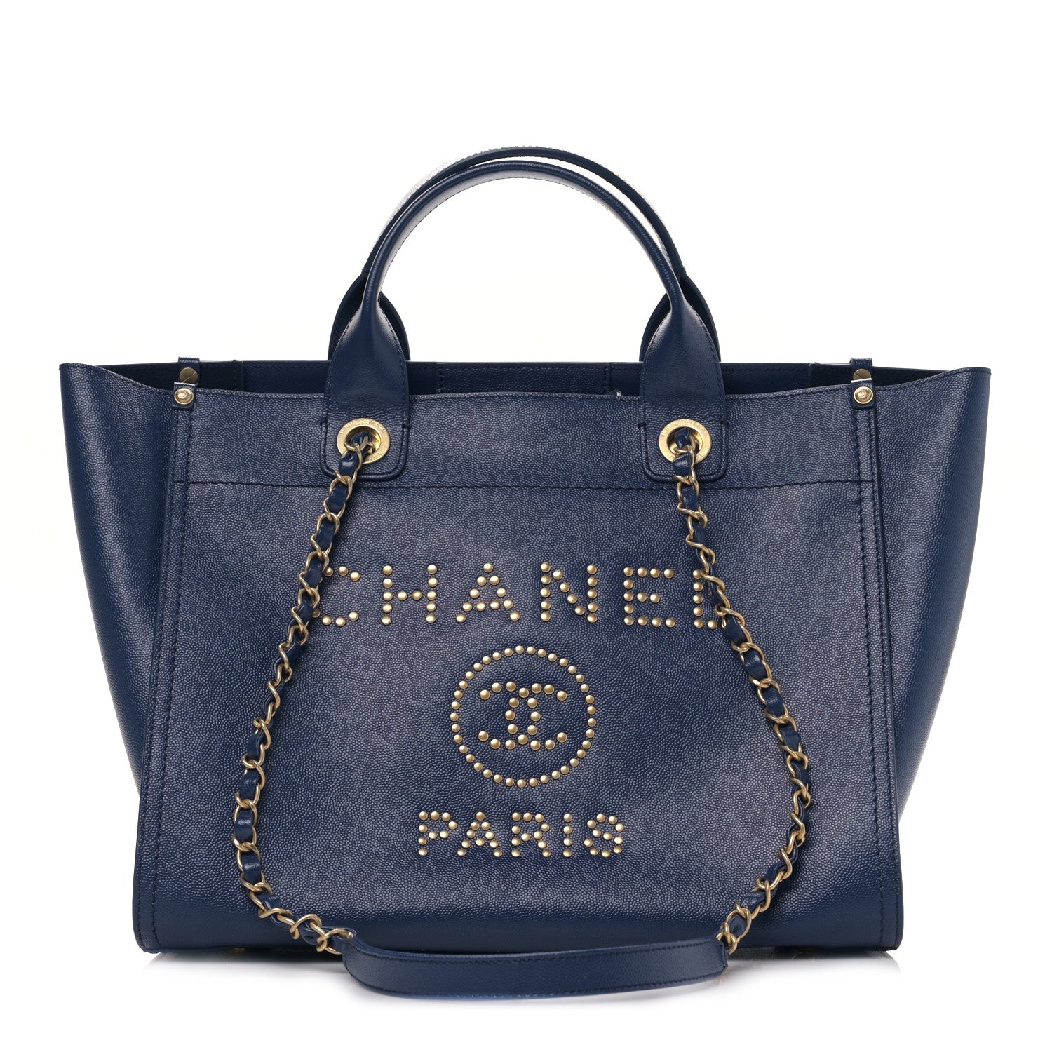 Chanel Caviar Small Studded Deauville Tote Navy 1 of 9