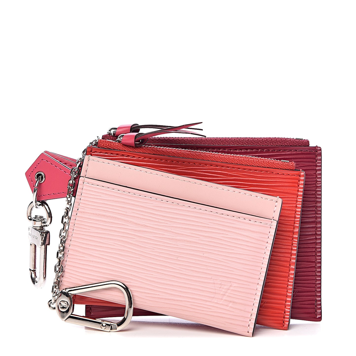 Epi Trio Card Case Wallet Rose Ballerine Rouge Fuchsia