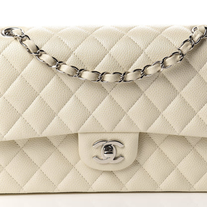 Chanel Caviar Quilted Medium Double Flap White 10 of 11