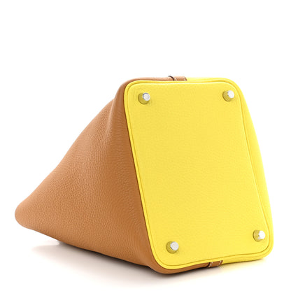 Hermes Taurillon Clemence Casaque Picotin Lock 18 PM Lime Sesame 4 of 11