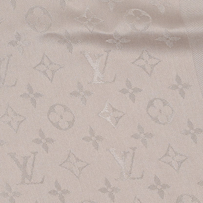Louis Vuitton Silk Wool Monogram Shawl Greige 2 of 3