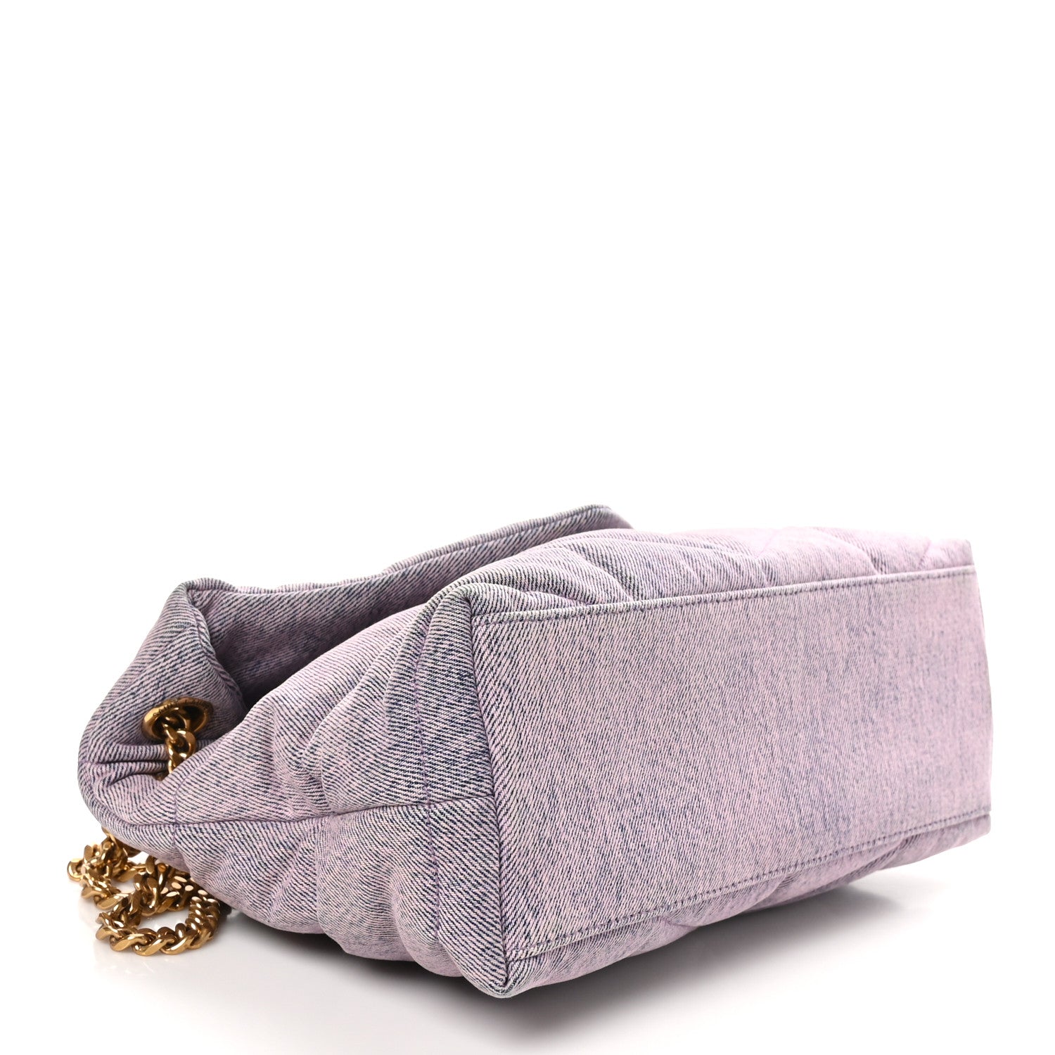 Saint Laurent Denim Quilted Small Loulou Puffer Monogram Chain Satchel Bleached Lilac 5 of 11
