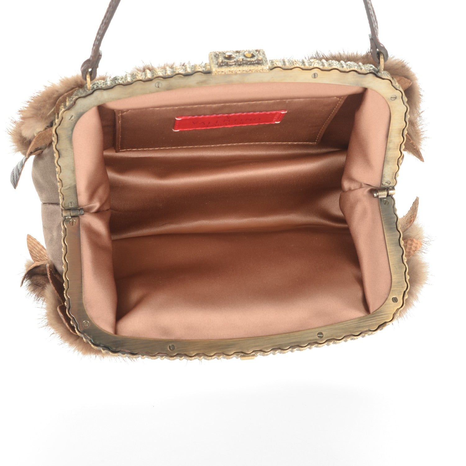 Valentino Garavani Mink Fur Lizard Evening Frame Bag Brown 5 of 8