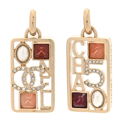 Chanel Pearl Crystal CC No 5 Pendant Drop Earrings Multicolor 1 of 7