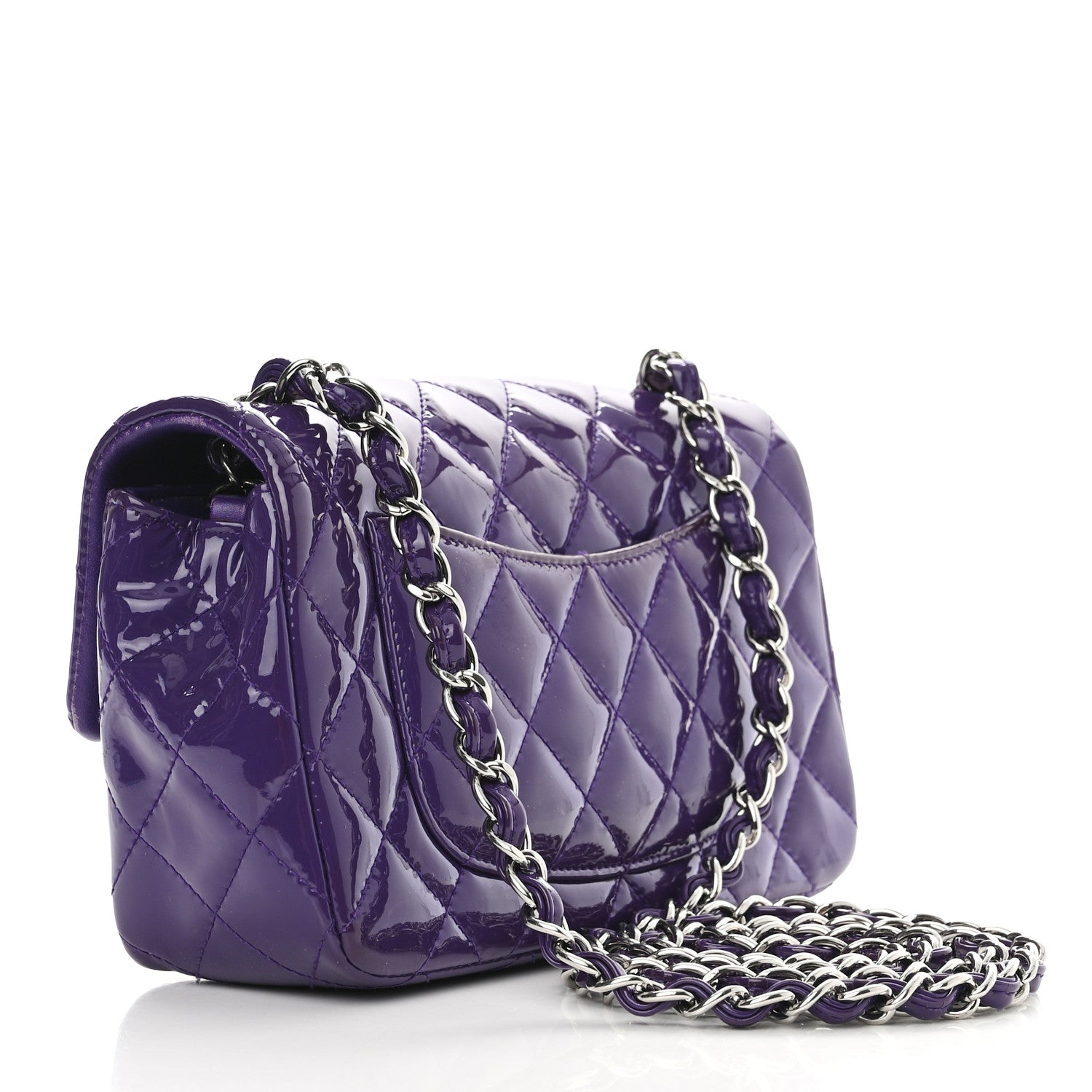 Chanel Patent Quilted Mini Rectangular Flap Purple 3 of 13
