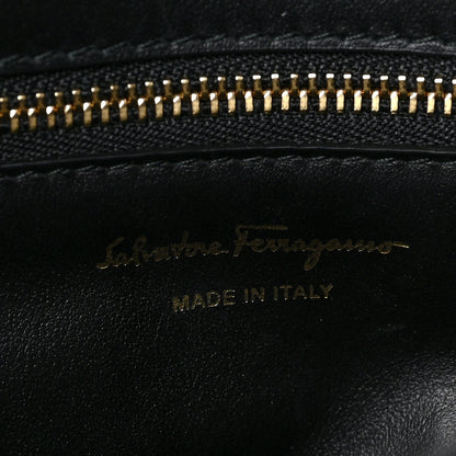 Salvatore Ferragamo Calfskin Quilted Gancini Top Handle Flap Bag Black 6 of 8