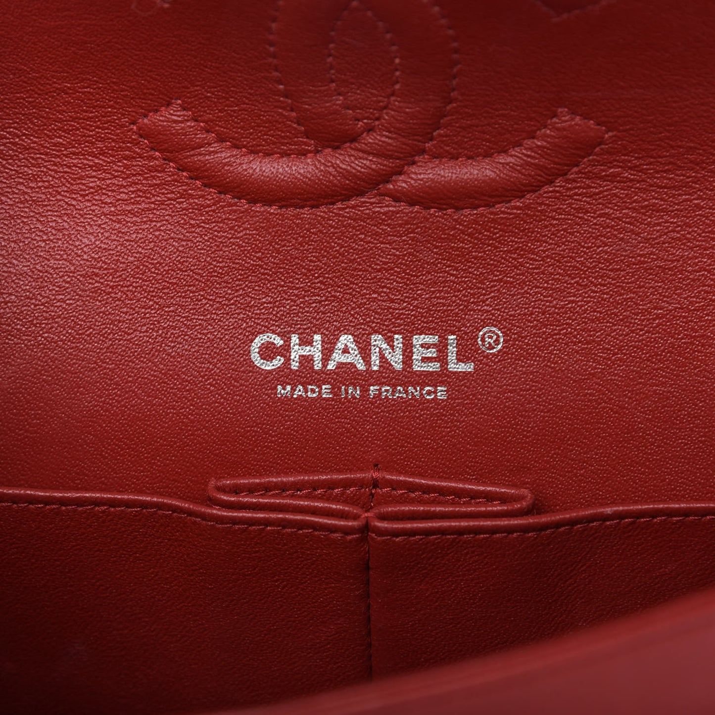 Lambskin Quilted Medium Double Flap Red
