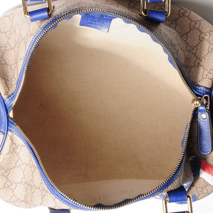 Gucci GG Plus Monogram Medium Boston USA Flag Unicef Duffle Blue 9 of 9