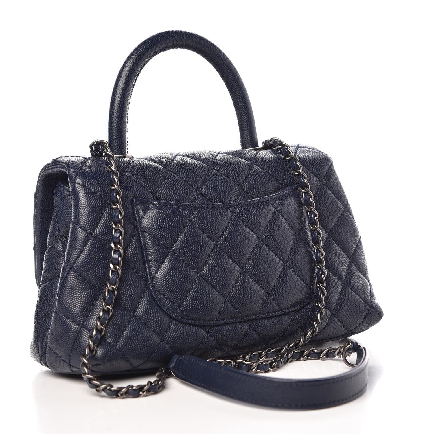 Chanel Caviar Quilted Mini Coco Handle Flap Navy Blue 3 of 9