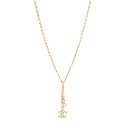 Chanel Crystal Flower CC Lariat Necklace Gold 1 of 6