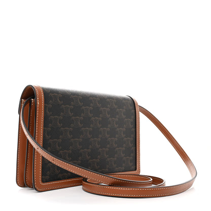 Celine Triomphe Canvas Calfskin Enveloppe Bag Tan 3 of 12