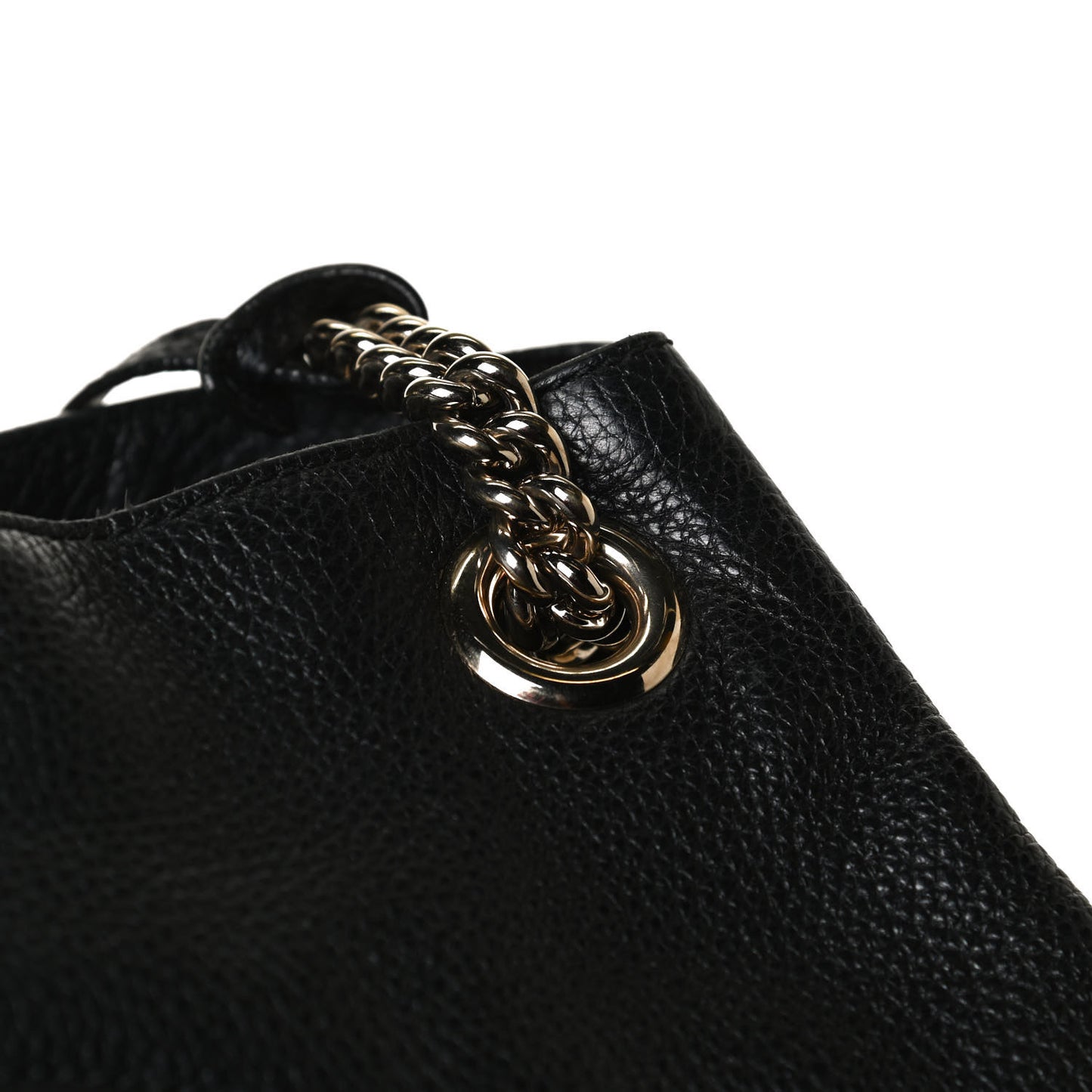 Pebbled Calfskin Medium Soho Chain Shoulder Bag Black