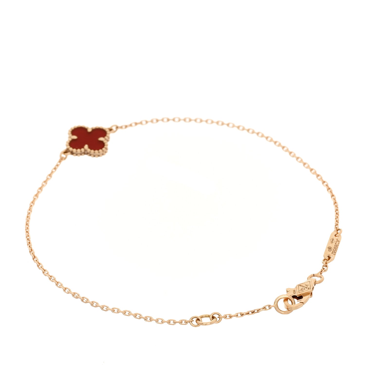 Van Cleef & Arpels 18K Rose Gold Carnelian Sweet Alhambra Bracelet 2 of 4