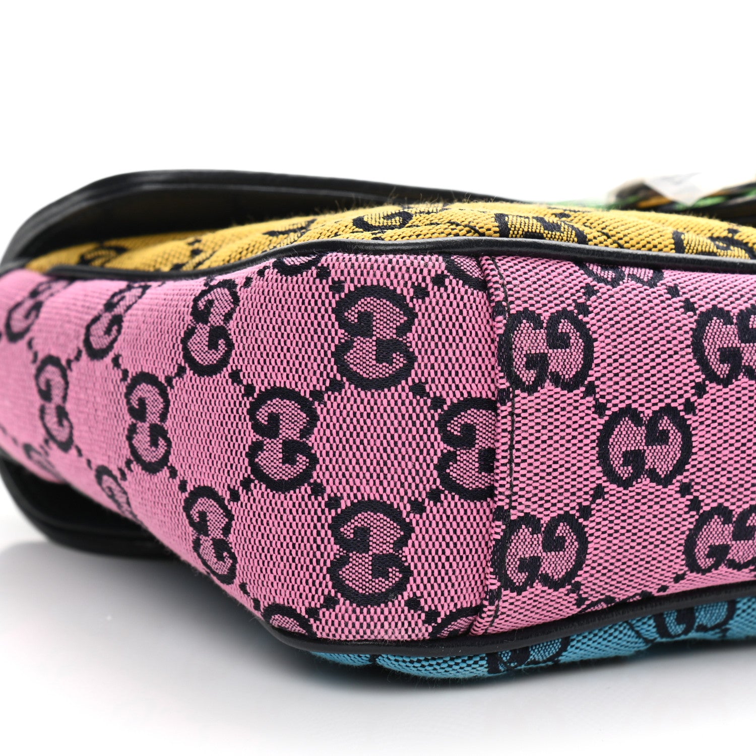 Gucci Monogram Multicolor Matelasse Diagonal Small GG Marmont Shoulder Bag Green Blue Yellow Light Blue Pink 9 of 10