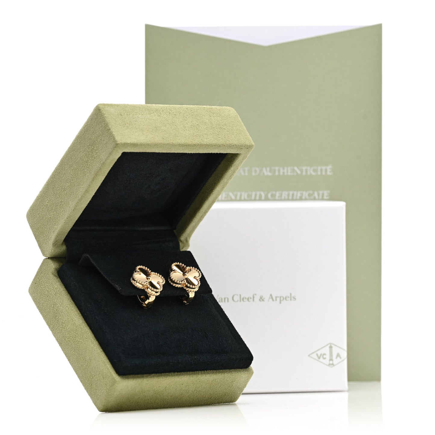 18K Yellow Gold Guilloche Vintage Alhambra Earrings