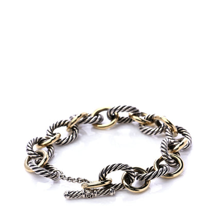 David Yurman Sterling Silver 18K Yellow Gold Oval Link Toggle Bracelet 3 of 7